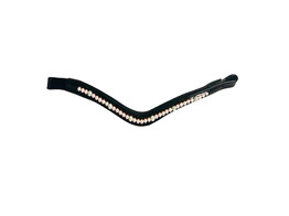 FRONTAL EXCLUSIEVE NOIR CUIR VERNI 1 rangees ROSE/CRYSTAL PERLES