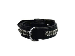 COLLAR EXCLUSIVE LEATHER 3 ROWS CRYSTALS