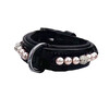 COLLIER EXCLUSIVE NOIR CUIR VERNI 1 RANG PERLES ROSE/CRISTAL M