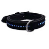 COLLIER EXCLUSIVE NOIR CUIR SUEDE 1 RANG CRISTAL BLEU M