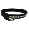 CEINTURE EXCLUSIVE NOIR CUIR VERNI 1 rangee ROSE/CRYSTAL PERLES 65CM
