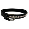 CEINTURE EXCLUSIVE NOIR CUIR VERNI 1 rangee ROSE/CRYSTAL PERLES 85CM
