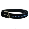 LEDERRIEM EXCLUSIVE ZWART SUEDE LEER 1 RIJ BLAUW KRISTAL 75CM