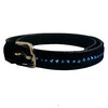 CEINTURE EXCLUSIVE NOIR SUEDE CUIR 1 rangee BLEU CRYSTAL 85CM