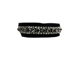 BRACELET EXCLUSIVE BLACK LEATHER 3 ROW CRYSTAL