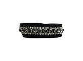 BRACELET EXCLUSIVE NOIR CUIR 3 rangees CRYSTAL PETIT XS