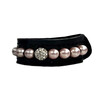 BRACELET EXCLUSIVE NOIR CUIR VERNI 1 rangee ROSE/CRYSTAL PERLES PETIT S