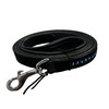 LEIBAND EXCLUSIVE ZWART SUEDE LEER 1 RIJ BLAUW KRISTAL - SMALL/MEDIUM