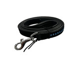 LEIBAND EXCLUSIVE ZWART SUEDE LEER 1 RIJ BLAUW KRISTAL - SMALL/MEDIUM