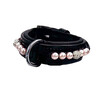COLLAR EXCLUSIVE BLACK PATENT LEATHER 1 ROW PEARL PINK/CRYSTAL L