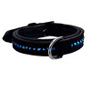 COLLIER EXCLUSIVE NOIR CUIR SUEDE 1 RANG CRISTAL BLEU L