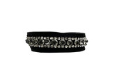 BRACELET EXCLUSIVE NOIR CUIR 3 rangees CRYSTAL PETIT S