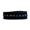 BRACELET EXCLUSIVE NOIR SUEDE CUIR 1 rangee BLEU CRYSTAL PETIT S